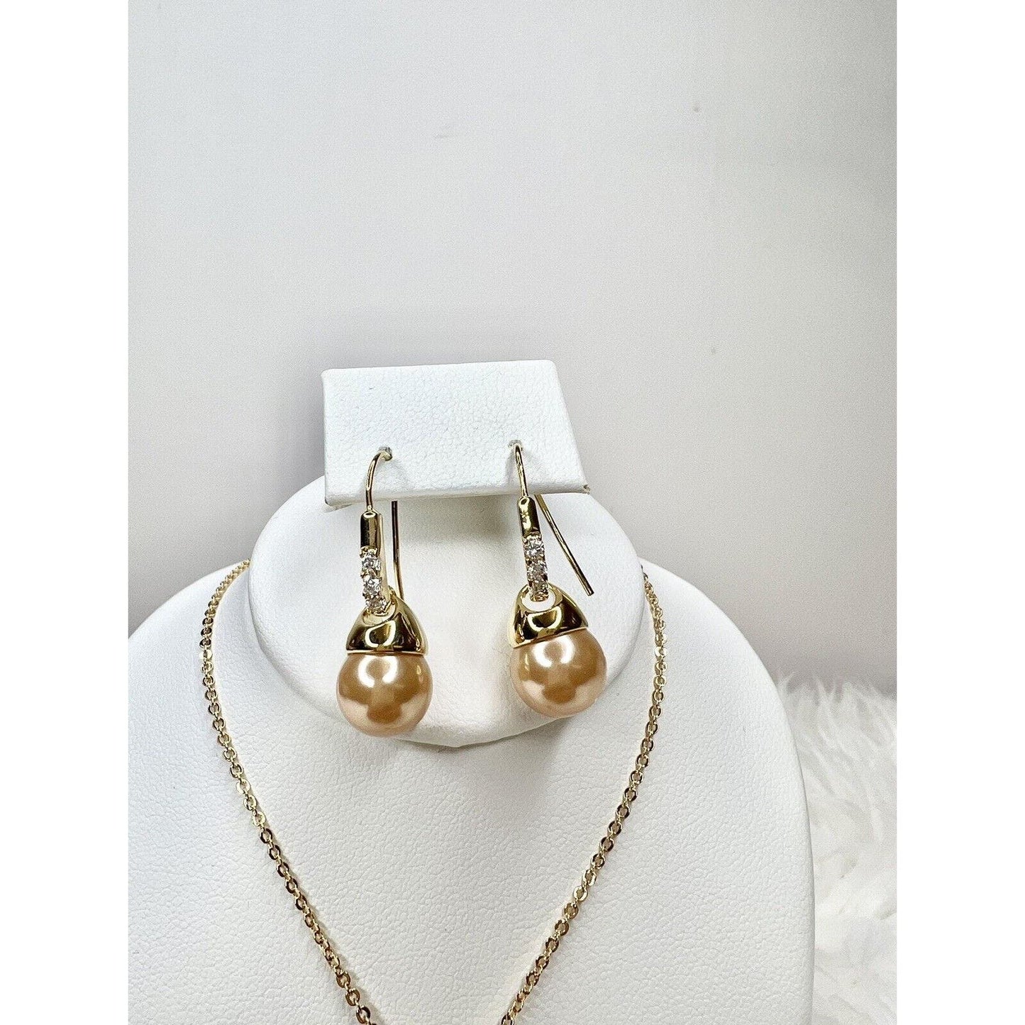 Luxury Earrings Necklace Jewelry Set Gold Pearl-FAST SHIPPING