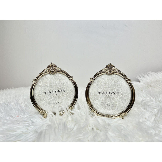 Tahari Home Photo Picture Frame 4x4 Gold Set (2)