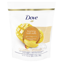 Load image into Gallery viewer, Dove Glowing Care Foaming Bath Salts Mango and Almond, 28 Oz.