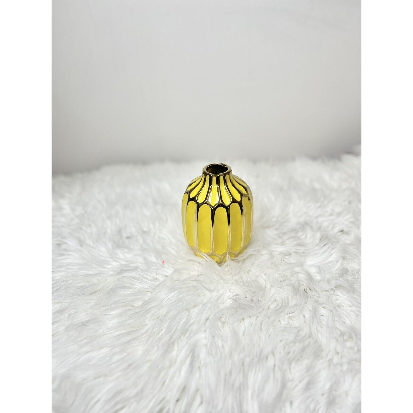 Enamel Ceramic Vase Set - Yellow & Gold