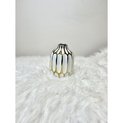 Enamel Ceramic Vase Set - White & Gold