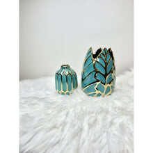 Load image into Gallery viewer, Enamel Ceramic Vase Set - Green &amp; Gold( 2 PIECES)