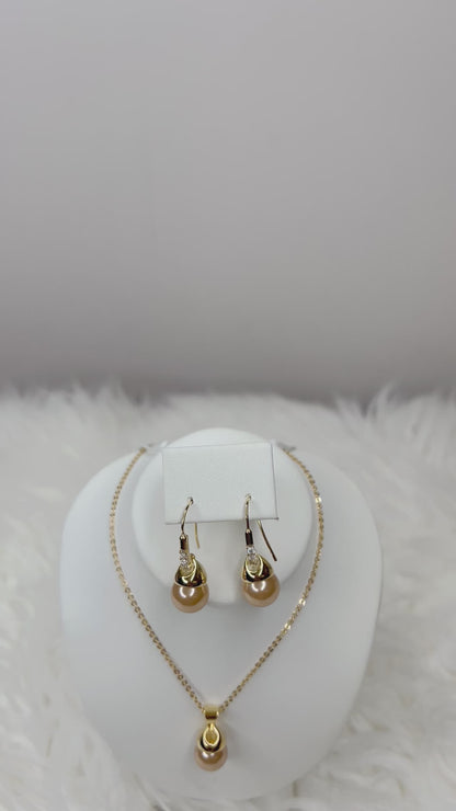 Luxury Earrings Necklace Jewelry Set Gold Pearl-FAST SHIPPING